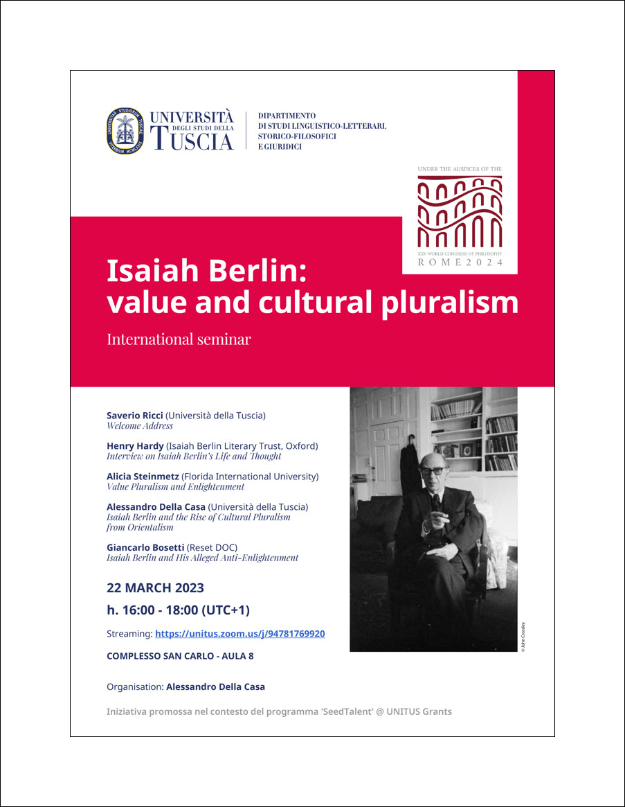 Tuscia University: An International Seminar On 'Isaiah Berlin: Value ...